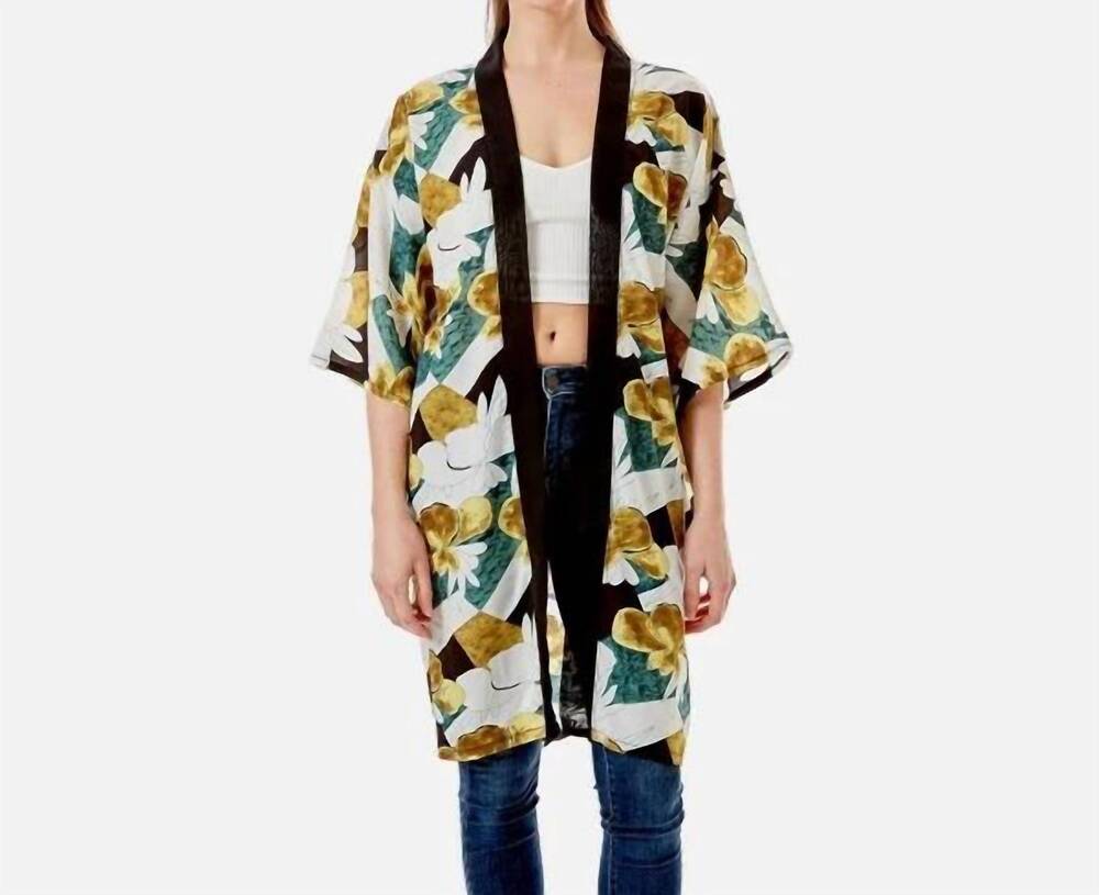 NEW JUDSON & COMPANY lightweight asian floral print kimono in green